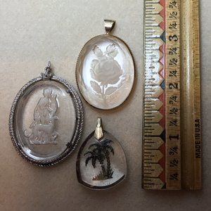Lot of Vintage Intaglio Costume Jewelry Pendants